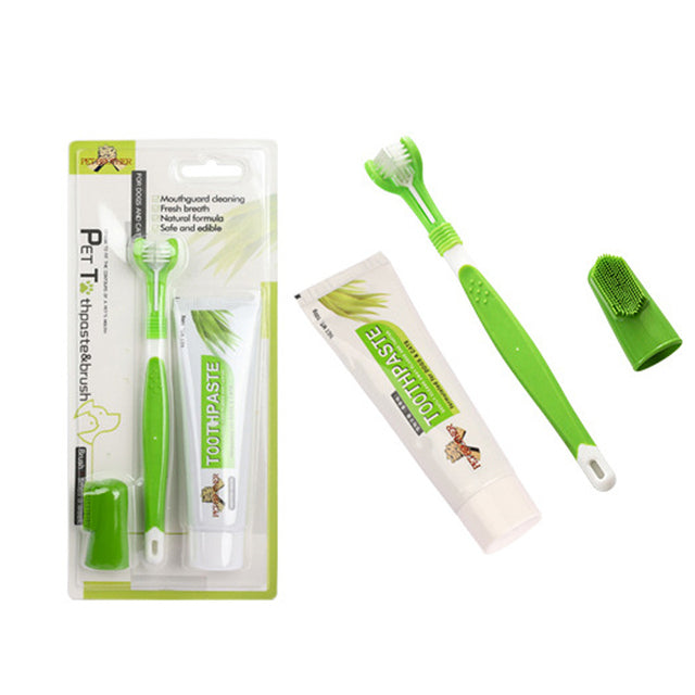 Wholesale pet dental care kit dog cat toothbrush toothpaste set