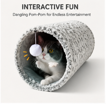 Wholesale Foldable Cat Tunnel – Crinkle Play Tunnel with Hanging Ball, OEM