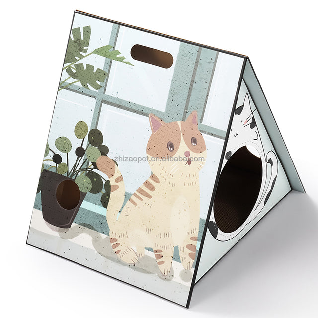 Wholesale Cardboard Cat House – Corrugated Cat Scratcher House with Scratch Pads, OEM