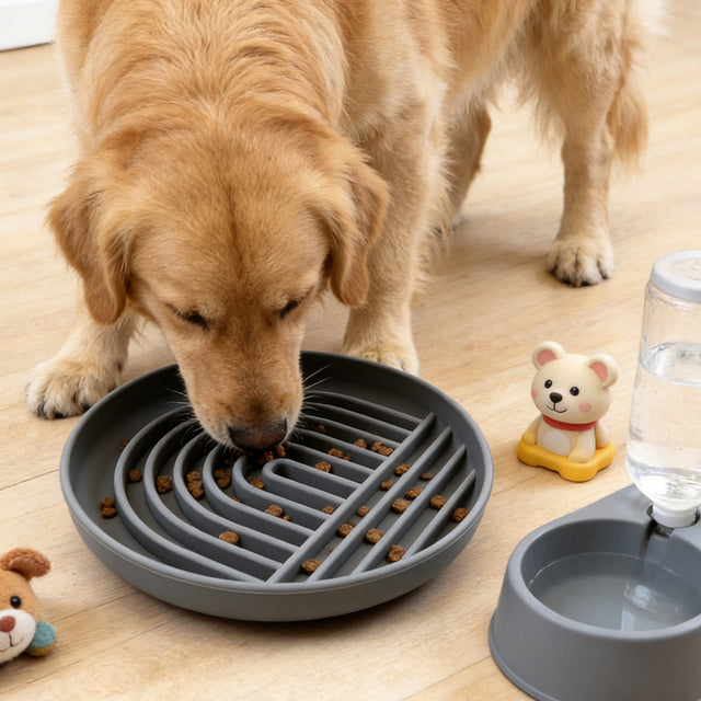 Silicone maze slow feeder dog bowl