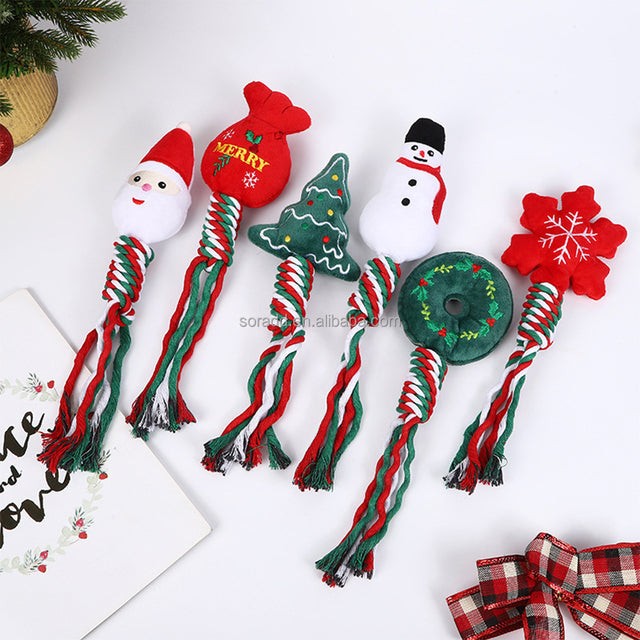Wholesale Christmas Dog Rope Tug Toy Set – Candy Cane Cotton Rope 3-Pack, OEM