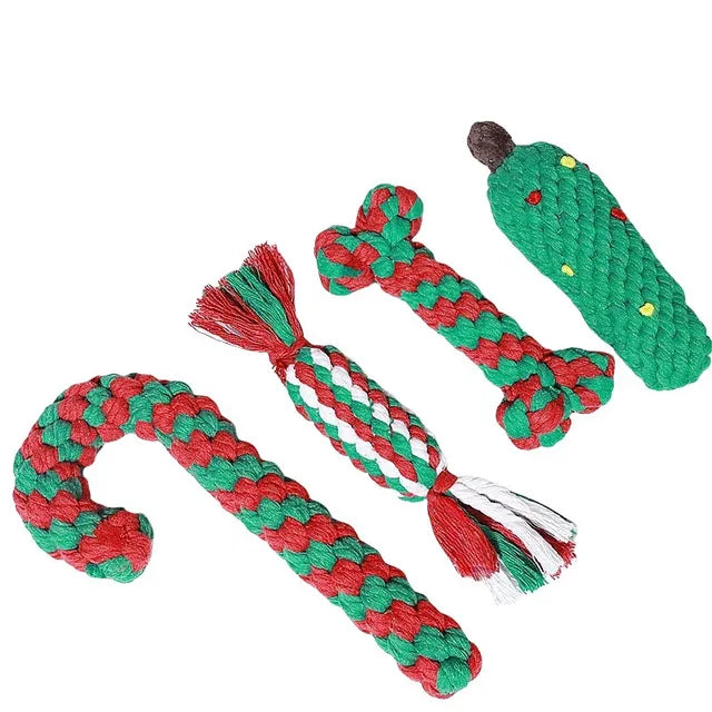Wholesale Christmas Dog Rope Tug Toy Set – Candy Cane Cotton Rope 3-Pack, OEM
