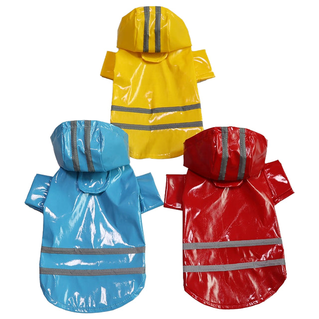 Wholesale reflective dog raincoat waterproof hooded with safety stripe