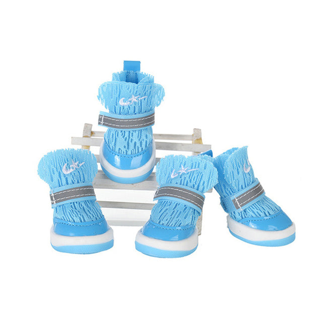 Wholesale Dog Boots 4-Pack – Waterproof Anti-Slip Winter Shoes with Reflective Strap, OEM