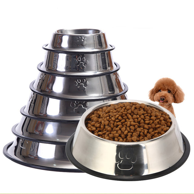 Stainless steel dog bowl set