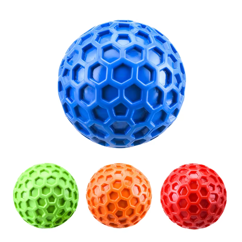 Wholesale Interactive Squeaky Dog Chew Ball â€?Rubber Honeycomb Fetch Toy, All Breeds, OEM