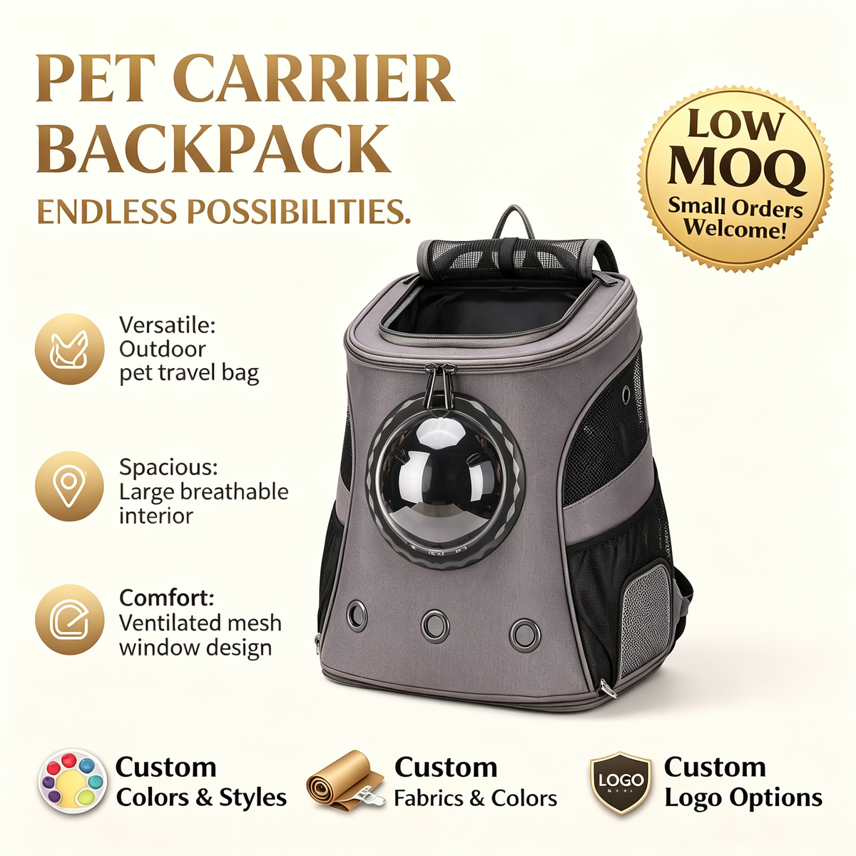 Wholesale Cat Backpack Carrier with Bubble Window - Space Capsule Pet Travel Bag