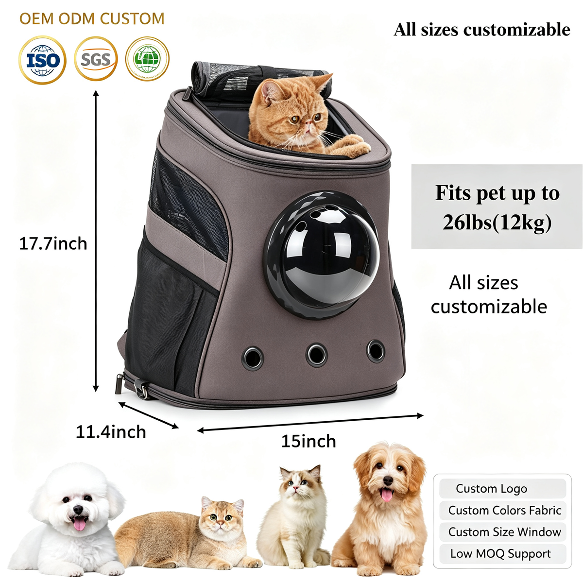 Wholesale Cat Backpack Carrier with Bubble Window - Space Capsule Pet Travel Bag