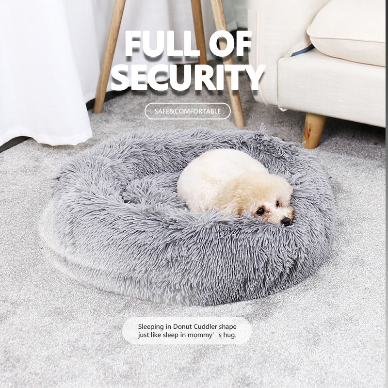Wholesale Calming Donut Dog Bed - Soft Plush Anti-Anxiety Round Pet Nest